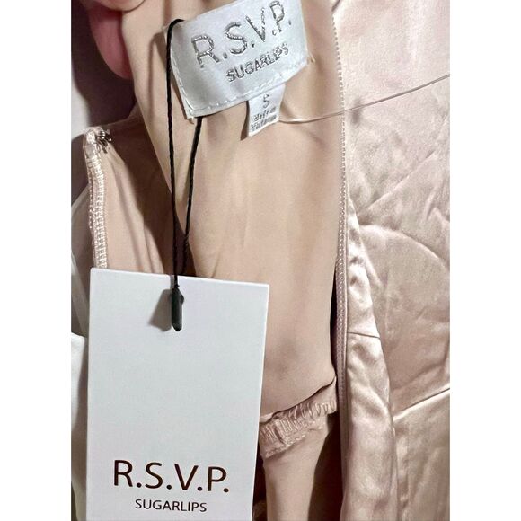 RSVP Sugar Lips One Shoulder Pleated Split Champagne dress - Picture 7 of 7